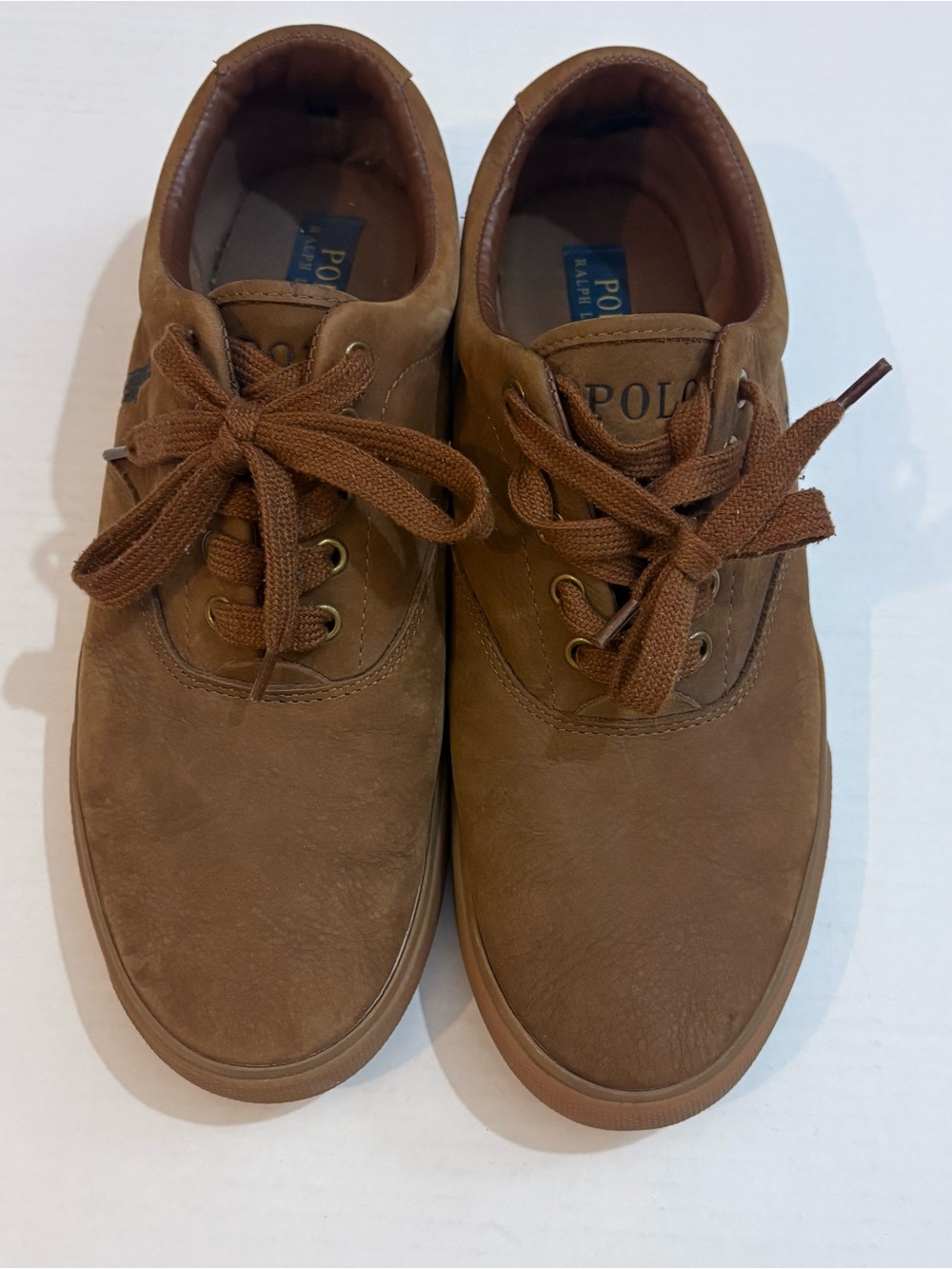 Polo by Ralph Lauren Men's Tan Lace-Up Leather Sneakers